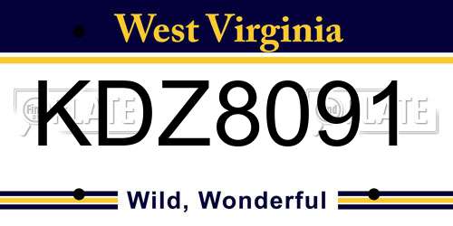 KDZ8091 West Virginia License Plate