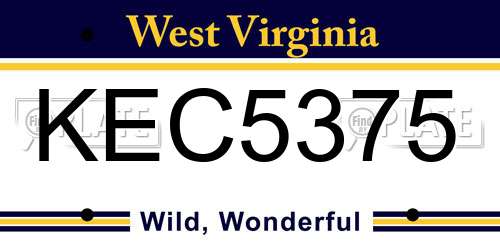 KEC5375 West Virginia License Plate
