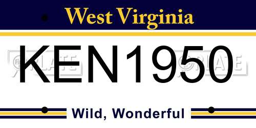 KEN1950 West Virginia License Plate