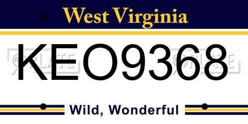 KEO9368 West Virginia License Plate