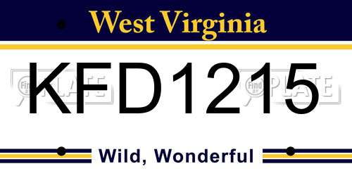 KFD1215 West Virginia License Plate