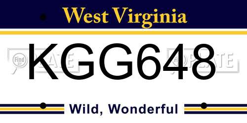 KGG648 West Virginia License Plate