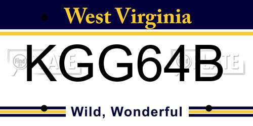 KGG64B West Virginia License Plate