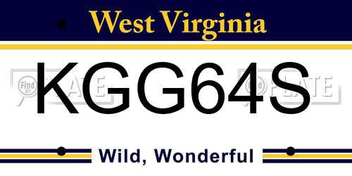 KGG64S West Virginia License Plate