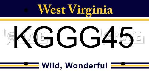 KGGG45 West Virginia License Plate