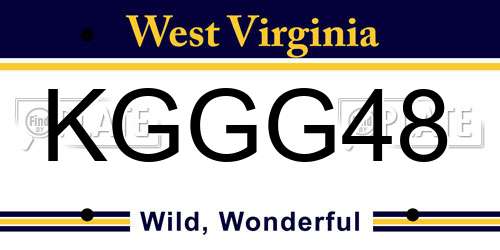 KGGG48 West Virginia License Plate