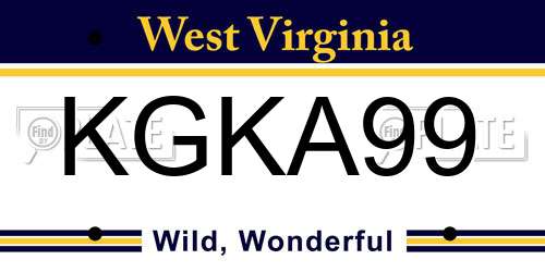 KGKA99 West Virginia License Plate