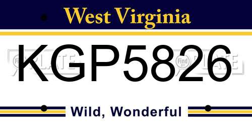 KGP5826 West Virginia License Plate