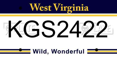 KGS2422 West Virginia License Plate