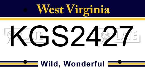 KGS2427 West Virginia License Plate