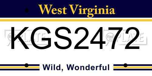 KGS2472 West Virginia License Plate