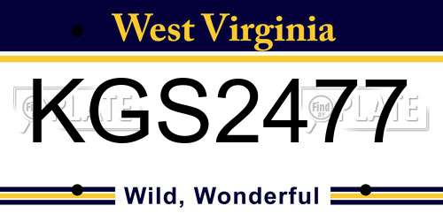 KGS2477 West Virginia License Plate