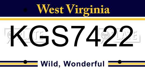 KGS7422 West Virginia License Plate