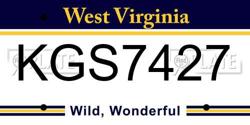 KGS7427 West Virginia License Plate