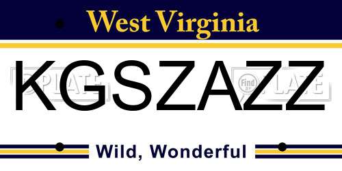 KGSZAZZ West Virginia License Plate