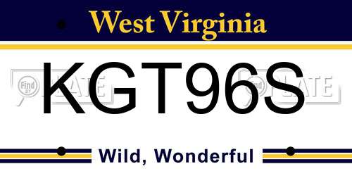 KGT96S West Virginia License Plate