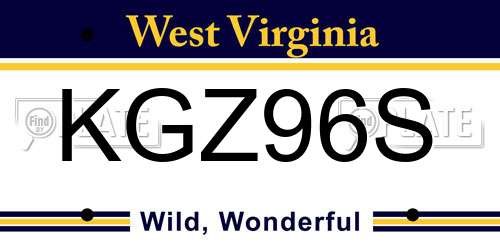 KGZ96S West Virginia License Plate