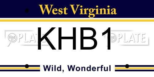 KHB1 West Virginia License Plate