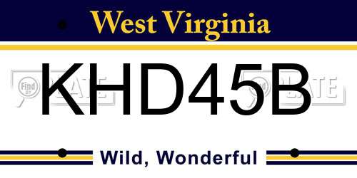 KHD45B West Virginia License Plate