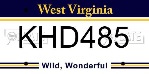 KHD485 West Virginia License Plate