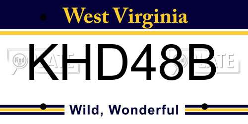 KHD48B West Virginia License Plate