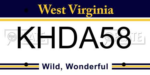 KHDA58 West Virginia License Plate