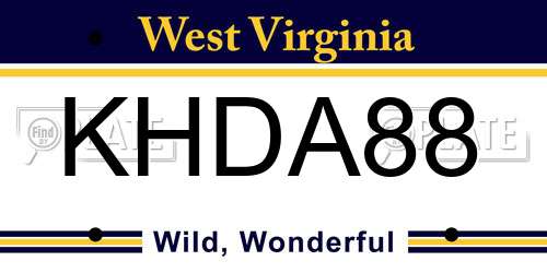 KHDA88 West Virginia License Plate