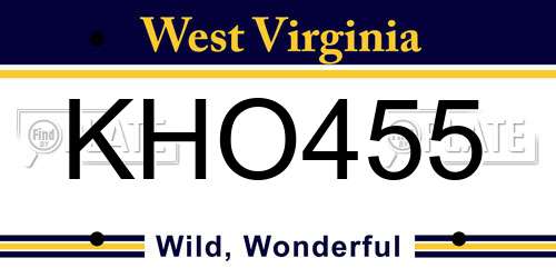 KHO455 West Virginia License Plate