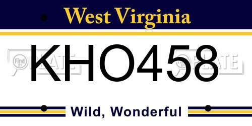 KHO458 West Virginia License Plate