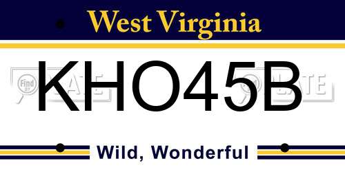 KHO45B West Virginia License Plate