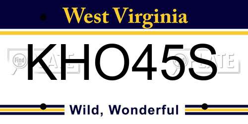 KHO45S West Virginia License Plate