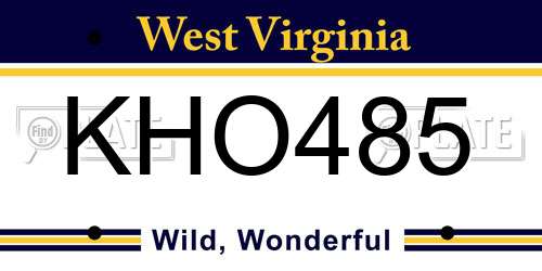 KHO485 West Virginia License Plate