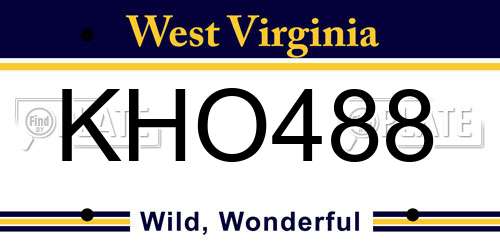 KHO488 West Virginia License Plate