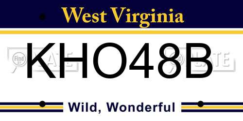 KHO48B West Virginia License Plate