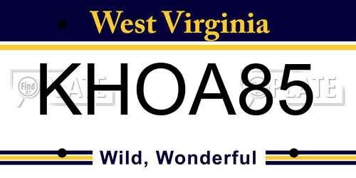 KHOA85 West Virginia License Plate