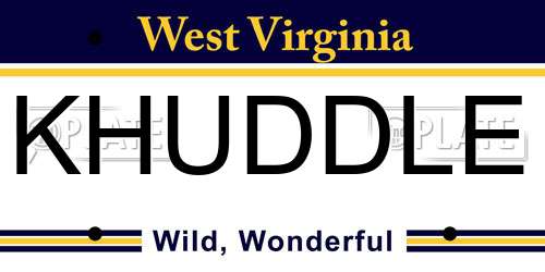 KHUDDLE West Virginia License Plate
