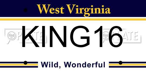 KING16 West Virginia License Plate