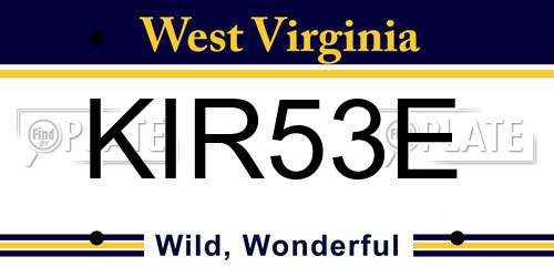 KIR53E West Virginia License Plate