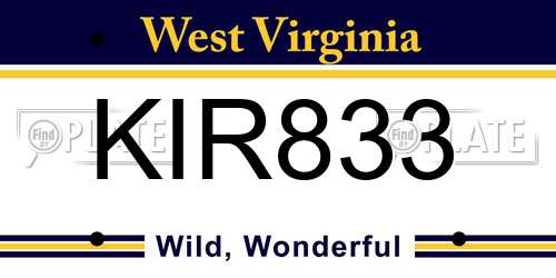 KIR833 West Virginia License Plate