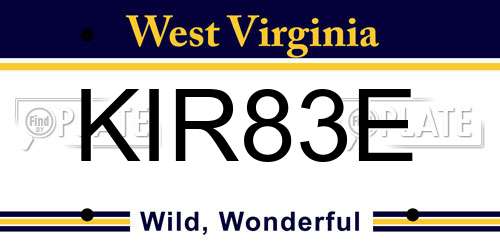 KIR83E West Virginia License Plate