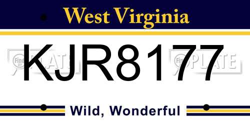 KJR8177 West Virginia License Plate