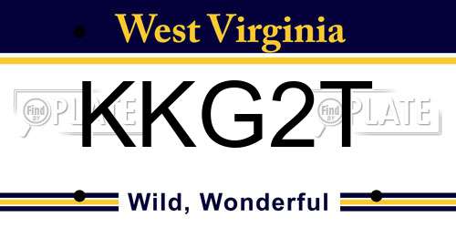KKG2T West Virginia License Plate