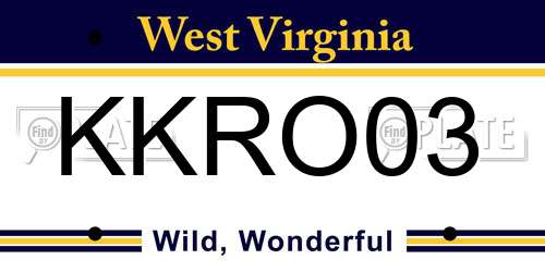 KKRO03 West Virginia License Plate