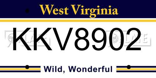 KKV8902 West Virginia License Plate
