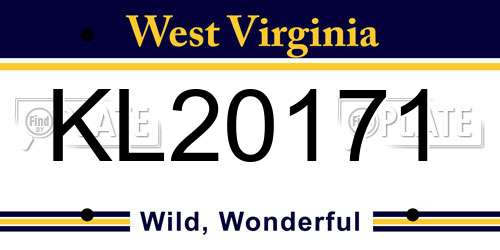 KL20171 West Virginia License Plate