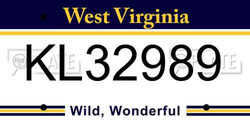 KL32989 West Virginia License Plate