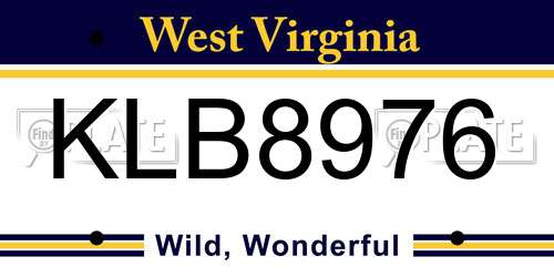 KLB8976 West Virginia License Plate