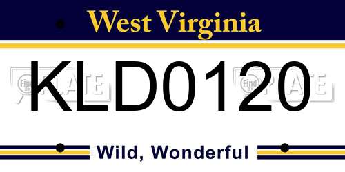 KLD0120 West Virginia License Plate