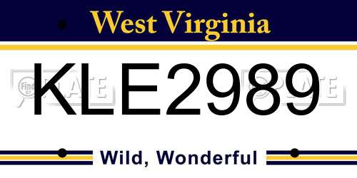 KLE2989 West Virginia License Plate