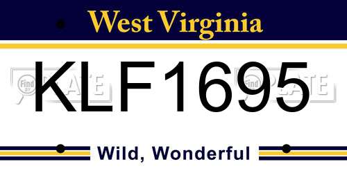 KLF1695 West Virginia License Plate